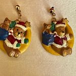 Vintage Christmas Teddy Bear Earrings Photo 1