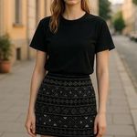 ZARA NWOT All Over Sequined Embellishment Mini Skirt Bloggers Fave Large Photo 0