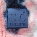 C.C Exclusives Navy and Pink Knit Scarf One Size Fuzzy Pink Tie Photo 7