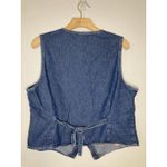 Denim Vest L Floral Embroidered Floral Butterflies Granny Cottage Button Tie Blue Size L Photo 3