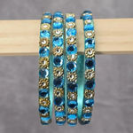 Blue Gold Floral Rhinestone Gems Set of 4 Bracelets Fashion Jewelry NWOT JB4 Photo 0
