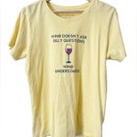 Life is Good  Yellow Wine Doesn’t Ask Questions Cotton Crusher T-Shirt‎ Large Photo 0