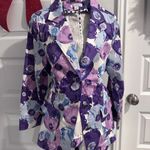 Joan Rivers Purple Multicolor Floral Print Two-Button Blazer Photo 2