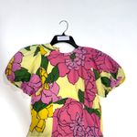 BANJANAN Yellow Pink Bright Florals Puff
Sleeves Mini Gracia Dress Size XS Photo 3