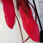 Boho Long Red Real Feather Earrings Photo 3