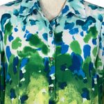 Ny Collection Medium Top Button-Up Long Roll-Tab Sleeves Semi-Sheer Hi-Low Hem Photo 2