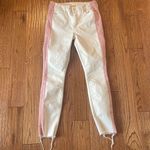 Mother the looker ankle fray white with pink stripe jeans 26 Photo 14
