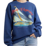 Daydreamer Bon Voyage BF Sweatshirt in Washed Indigo, Size Small New without Tag Photo 0
