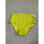 Aerie NWT  Waffle Scalloped High Waisted Bikini Bottom Womens Bright Green Size S Photo 2