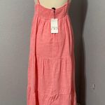 ZARA Bubble Gum Bohemian Tiered Long Straight Neckline 100% Cotton Dress Size XL Photo 6