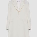 ZARA Collared Plunge Blazer Dress Stretch Wool Blend in Cream Ivory Women's XS Photo 10