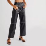 Free People  The It Factor Black Vegan Leather Pants Size 4 Photo 2