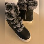 J/Slides Women's Black leather Fur Photo 7