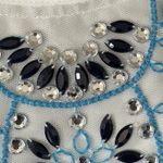 Three Pink Hearts Womens Blouse Sz XL Beaded Rhinestone Retro Hipster Boho Chic Photo 8