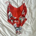 Aerie orange floral one-piece swimsuit (L) Photo 1