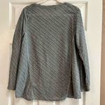 Daisy Fuentes  Gray Long Sleeve Blouse Ruffle Diagonal Stripes Large Photo 2