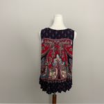 Bila Top Floral Ruffle Embroidered Boho Bohemian Western Coastal Red Blue Size XL Photo 4