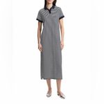 Theory Striped Jersey Polo Midi-Dress Large Navy Photo 1