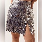 Nasty Gal NWT Plus Size Silver Sequin Split Mini Skirt Size 14 Photo 0