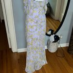 Lulu's Yellow Floral Backless Maxi Dress White Photo 6