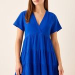 by Anthropologie Cobalt Blue Tiered Mini Dress Boho Lightweight Effortless XXS Photo 0