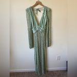 PatBO Monstera Crochet Plunge Beach Dress Medium Green Photo 5
