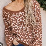 Pink Lily Cheetah Print Sweater Photo 1