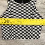 Forever 21 Black & White Checkered Cropped Zip Back Stretchy Lined Tank Top M Photo 5