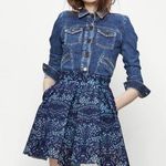 Maje  JEKO GUIPURE LACE MESH BLUE HIGH WAIST SKATER RAW HEM SKIRT Photo 2
