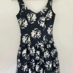 Laura Ashley Vintage Black Floral Mini Dress Fitted Silhouette Drop Waist Sweetheart Photo 9