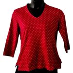 Isaac Mizrahi Live! Red Polka Dot 3/4 Sleeve Pima Cotton Top Size Medium NWOT Photo 1