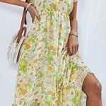 Aakaa {S}  Tiered Ruffle Yellow Midi Dress Photo 0