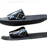 Guess  Diamond Pool Slides in Black Photo 1