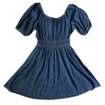 Gap  Smocked Denim Mini Dress Dark Wash Size‎ Medium Tall Photo 4