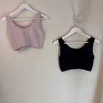Aerie Set Of 2 Bralettes Lightweight Sports Bras Large Black And Dusty Rose Pink Photo 1