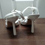 QIY Women's Size 10 White Pointed Closed Toe Ankle Strap Stiletto Heels 4" Photo 2