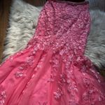 Mori Lee  Bright Pink 2 Piece Floral Sparkly Lace Up Prom Gown Photo 7