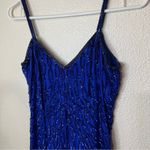 Lawrence Kazar | vintage royal blue sequins beads silt column maxi dress PP / XS Photo 2
