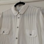 Soft Surroundings  White Pintucked Pleated Button Up Collared Blouse Size‎ Large Photo 1