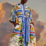 Farm Rio  Off White Tropical Destination Midi Dress S Photo 2