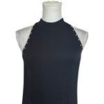 Chico's Travelers By Grommet Maxi Dress Turtle Neck Gold Studs Side Slit US M Photo 2