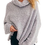 Free People BFF Cowl Neck Sweater Women's Large Gray Oversized Boho Winter Cozy Photo 0