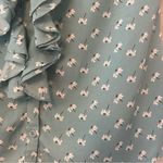 ⭐️Romy light teal blue sleeveless blouse with dandelion print and ruffles medium Photo 4