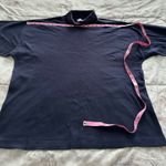 Tweeds navy 100% cotton minimalist contemporary casual turtleneck top, size XL Blue Photo 15