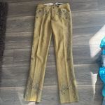 Ralph Lauren RARE  blue label calf-suede tan leather embroidered western pants 6 Photo 2