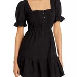 AQUA  For Bloomingdale’s Black Ruffle Embroidered Mini Dress Size M New W/ Tag Photo 0