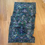 Talbots Scarf 100% Silk Paisley Peacock Boho Wrap Photo 2
