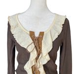Cider  Lace Up Ruffle Blouse Photo 4