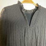 Rebecca Taylor Clip Dot Shirt Long Semi Sheer Sleeve Mini Dress 4 Photo 4