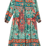 R. Vivimos Floral Tasseled Midi Dress Sz M Boho Gypsy Cottagecore Shirtdress Green Size M Photo 0